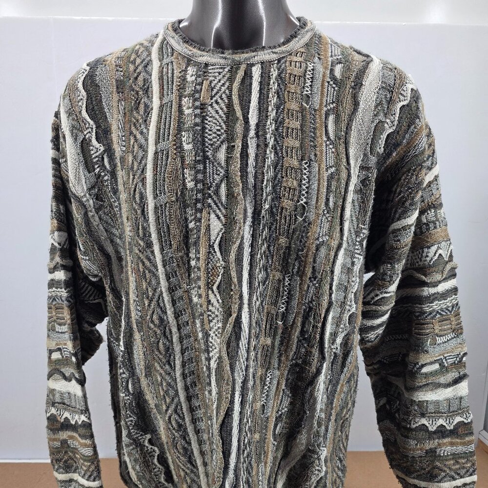 vintage  90s Croft & Barrow coogi style  multi-coloured sweater knitwear Sz LT